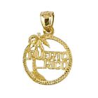 14k Yellow Gold Puerto Rico Island Pendant / Charm, Made in USA