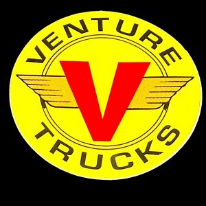 Vintage 1980’s Venture Skateboard Trucks Sticker Round in Yellow, Red & Black