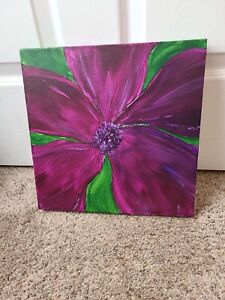 New ListingHand Painted Purple Flower Painting Size 12 In × 12 In