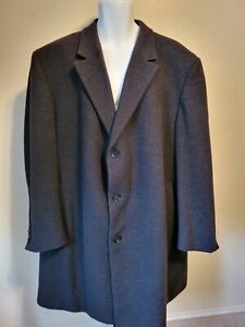 Calvin Klein Mens 70% Wool 10% Cashmere Gray Trench Coat  52R