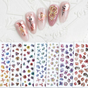 Laser Flower Nail Stickers 3D Petal Stylish Fingernail Decal Manicure Decoration