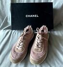 Size 6.5 - Chanel Pink Suede Calfskin Stretch Fabric CC Sneaker