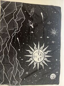 Sun And Moon Tapestry Black and White Wall Art 30” x 40” New Vintage Art ￼