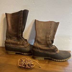 LL Bean Boots Mens Vintage 60s 13 Inch Brown Maine Duck Hunting Shoes USA [read]