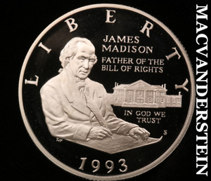 1993-S James Madison Commemorative Silver Half Dollar - Gem Proof Lustrous #V739