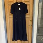 Talbots Navy Blue Double Breasted Trench Long Blazer Dress Size 10 $180