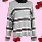 Cupcakes & Cashmere Womens Size Small Amour Striped Gray Brown Sweater Slit Side