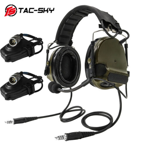 Dual Channel COMTAC III Tactical Headset + for PELTO 6 Pin PTT Military Version