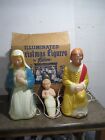 RARE Poloron Tabletop Christmas Nativity Holy Family Lighted Blow Molds & Box