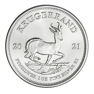 2021 South Africa 1 oz 999 Fine Silver Krugerrand Coin BU In Capsule.