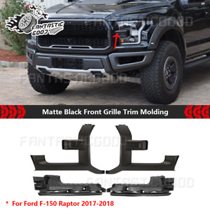 Pair For Ford F-150 Raptor 2017-2018 Matte Black Front Grille Trim Molding LH+RH