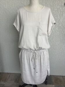 Vince Casual Shirt Mini Dress Drawstring Waist Pockets Women’s L