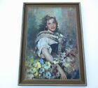 LARGE ANTIQUE PORTRAIT PAINTING ITALY ITALIAN PRETTY WOMAN FEMALE MODEL LISTED