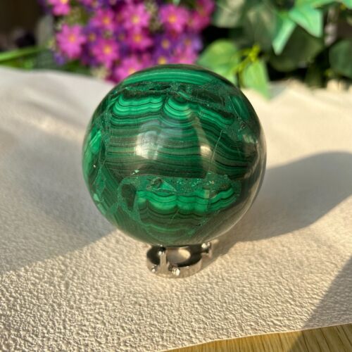 895g Beautiful Polished Malachite stripe Crystal Sphere Mineral Display Healing