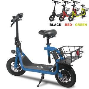 FOLDABLE ELECTRIC SCOOTER ADULT LONG RANGE E-SCOOTER WITH SEAT & CARRY BASKET