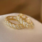 1.20 Ct Round Simulated Diamond Dome Huggie Hoop Earrings 14K Yellow Gold Plated