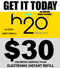 $30 H2O H20 ⭐ PREPAID REFILL DIRECT PHONE ⭐ GET IT TODAY! ⭐ TRUSTED USA SELLER