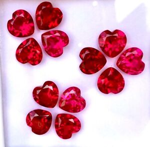 100% Natural Mogok Red Ruby Heart Cut Loose Gemstone GIT Certified 50 Pcs AAA+