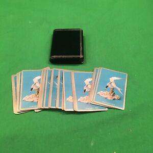 VNTG*METAL PLAYING CARDS HOLDER w/CARDS-Slip Case*COMPLETE