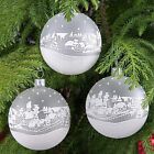 SET OF 3 Retro Village Handblown Czech Glass Christmas Ball Ornaments 2.7