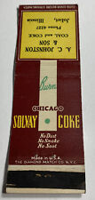 Johnston Solvay Chicago Coke Coal Matchbook Cover Joliet Illinois