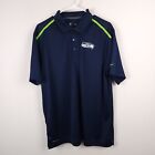 Seattle Seahawks Shirt Men XL Blue Green Polo Nike Dri Fit Striped Team Apparel
