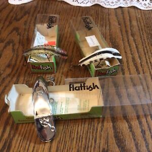 Lot of 3,Helin’s Flatfish Lures,new old stock,plastic w/original boxes