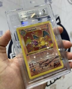 BGS 9 1st Edition Shadowless Charizard Signed On The Case By Sarah Natochenny!