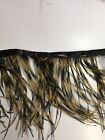 Ostrich Feather Fringe ,sold by yards ,6/7 inches lenght ,black/gold mix