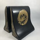 Gold Dragon Lacquerware Bookends Asian Dragons Wooden Black Vintage Book Ends