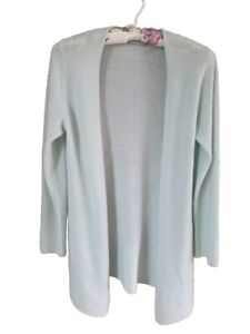 Pure Collection Cardigan Womens Medium 100% Cashmere Sweater Seafoam Blue