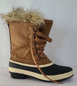 KOHLS Snow Calf Boots Faux Leather Fur Waterproof Lined Shoes Womens Size 7 M