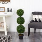 3' Topiary Boxwood Triple Ball Artificial Tree UV Indoor/Outdoor Home Decor.