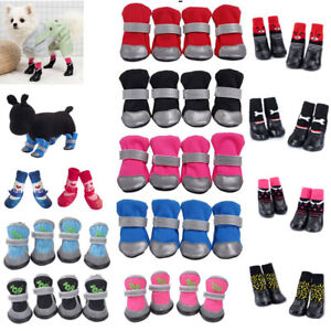 4pcs Pet Dog Shoes Anti-slip Boots Socks for Small Puppy Dog Waterproof Outdoor-