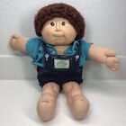 New ListingColeco 1983 CABBAGE PATCH BOY Doll Brown Hair & Eyes Denim Overalls Blue Shirt