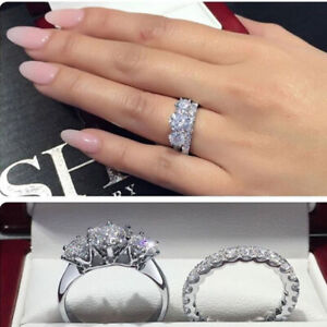 Round Diamond Wedding Ring Set 3.10 Carat IGI GIA Real Lab Grown 14K White Gold