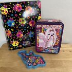 3 Pc 1990s Lisa Frank Princess Puppy  Tin Box Dream writers Notepad + Erasers