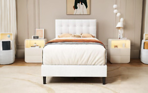 Twin Size Functional Platform Bed: Wooden Slats, Non-Slip Surface