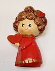 Vintage Valentine Girl Figurine Holding Heart Anthropomorphic Japan Red 5