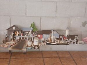 Vintage Burwood Products Wall Hanging Dock Pier Boats Ship Beach House #1504