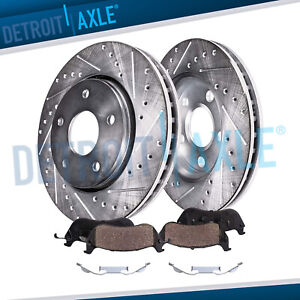 Front Drilled Slotted Rotors + Ceramic Brake Pads for 2001 - 2005 BMW 325xi 325i