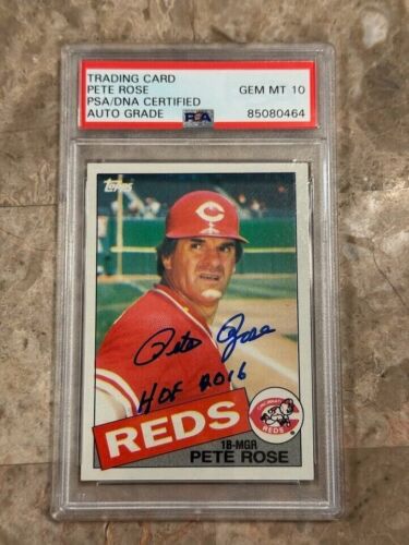 Pete Rose REDS Signed Autograph 1985 TOPPS Card W 