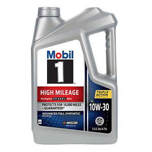Mobil 1 High Mileage Full Synthetic Motor Oil 10W-30 5Quart Mobil1 Synthetic Oil