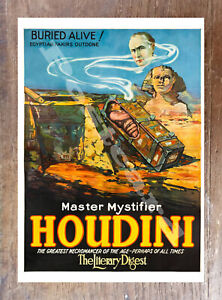 Historic Master Mystifier Houdini - Buried Alive 1926 Movie  Postcard