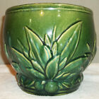 Original Green McCoy Art Pottery Jardiniere Lotus & Berry