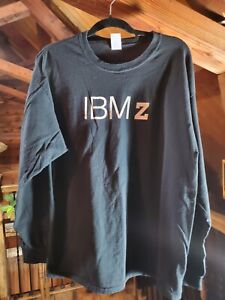 Vintage IBMz Mens XL Black Crew Neck Sweatshirt Logo Long Slv 100% Cotton Unisex