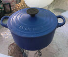 Vintage No. 18 Le Creuset Blue Cast Iron Enamel Small Dutch Oven & Lid 2 Qt