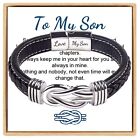 To My Son/Grandson Bracelet Forever Linked Together Braided Leather Bracelet S