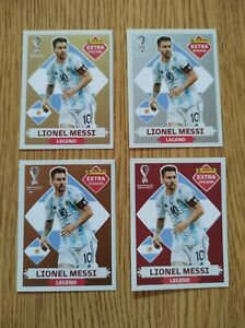 Lionel Messi 4 Extra Stickers Lot: Gold+ Silver+ Bronze+ Red Qatar 2022 Panini !