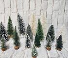 Unbranded Flocked Snow Covered Pine Christmas Bottle Brush trees lot of 17
